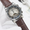 PATEK PHILIPPE Silver Brown Leather Strap Watch — hero