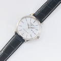 Black Silver White Dial Leather Strap Watch — hero