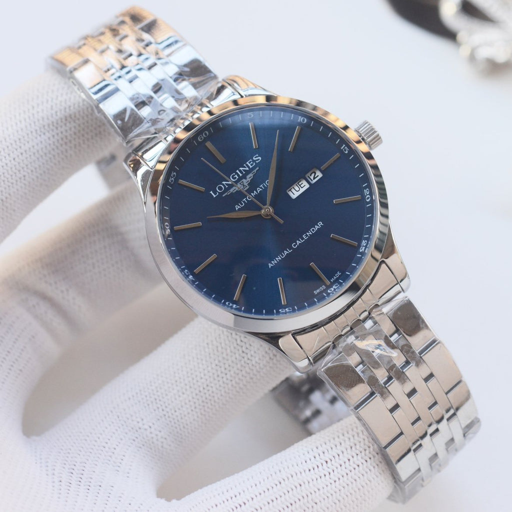 Silver Blue Dial Bracelet Watch — front