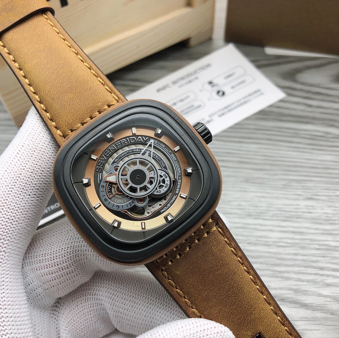 SEVENFRIDAY Bronze Open-Work Dial Watch — front