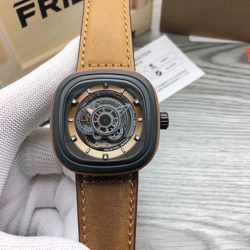 SEVENFRIDAY Bronze Open-Work Dial Watch — front