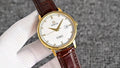 Gold Brown White Dial Leather Strap Watch — hero