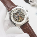 PATEK PHILIPPE Brown Silver White Dial Strap Watch — hero