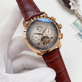 OMEGA Rose Gold Brown Silver Dial Leather Strap Watch — hero