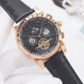 PATEK PHILIPPE Rose Gold Black Dial Leather Strap Watch — hero