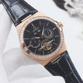 OMEGA Rose Gold Black Dial Strap Watch — hero
