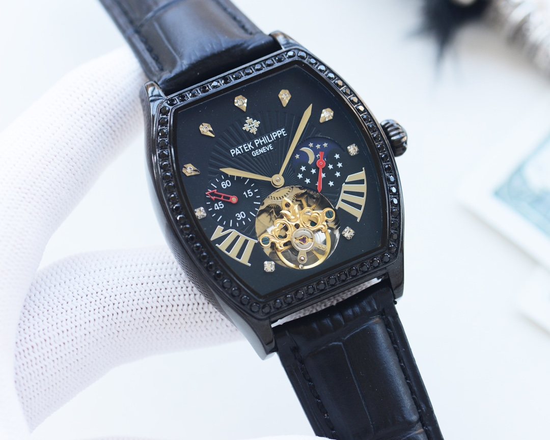 PATEK PHILIPPE Black Dial Strap Watch — hero