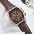 PATEK PHILIPPE Rose Gold Brown Leather Strap Watch — hero