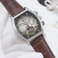 PATEK PHILIPPE Silver Brown Leather Strap Watch — hero