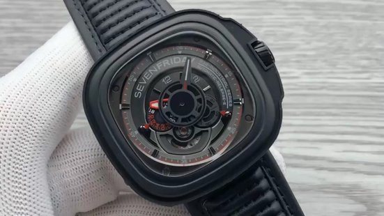 SEVENFRIDAY Black Red Accent Watch — front