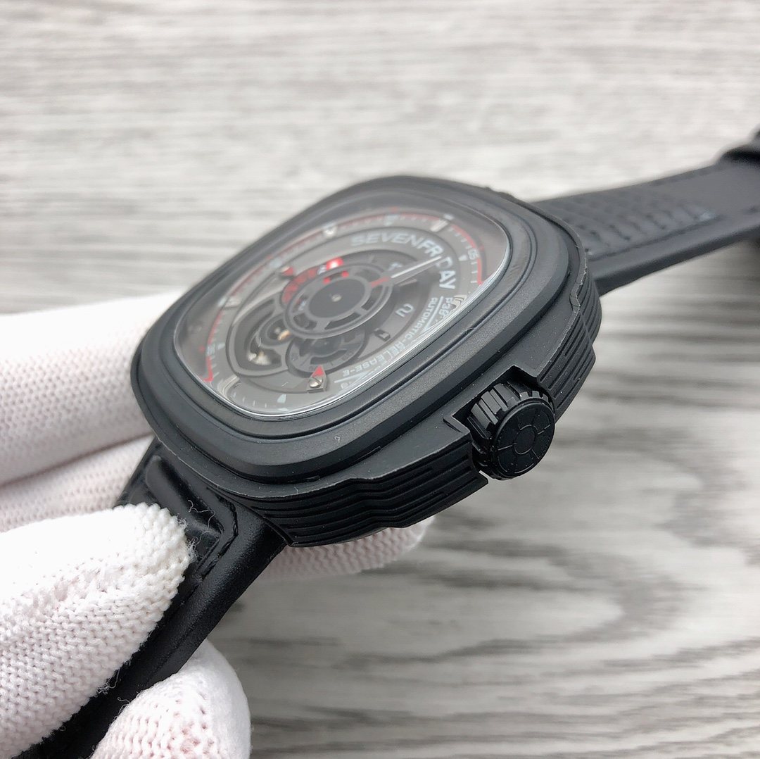 SEVENFRIDAY Black Red Accent Watch — side