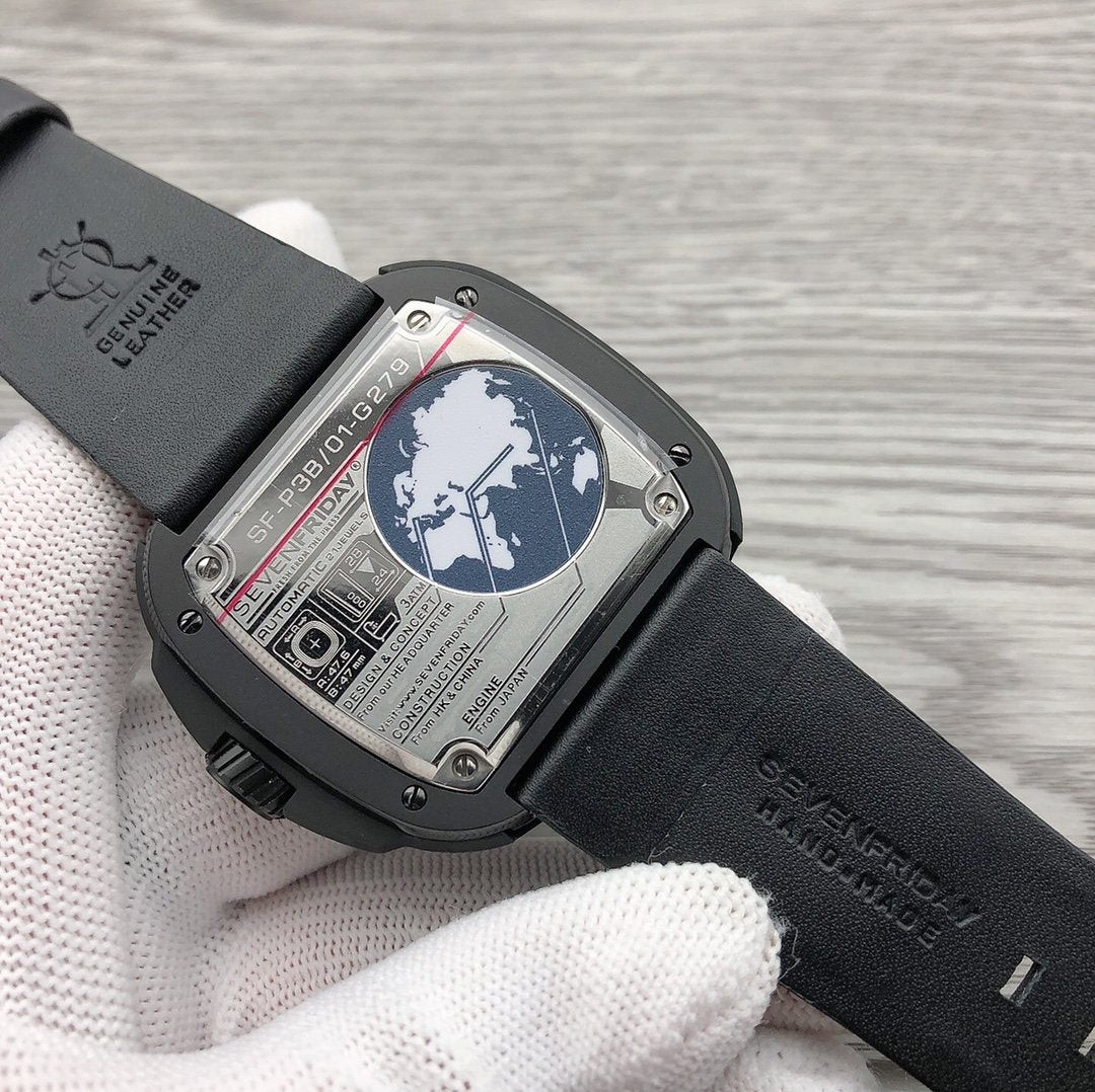 SEVENFRIDAY Black Red Accent Watch — back