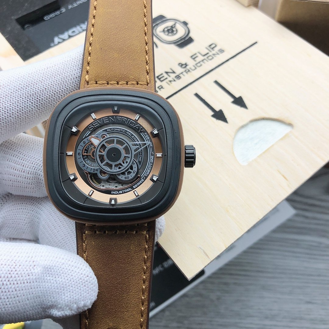 SEVENFRIDAY Bronze Dial Leather Strap Watch — model