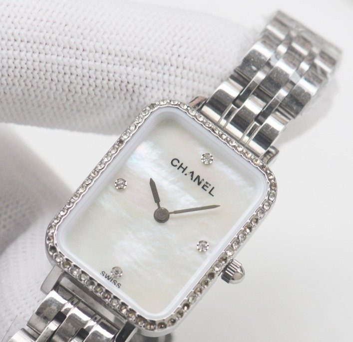 CHANEL Silver White Dial Bracelet Watch — front
