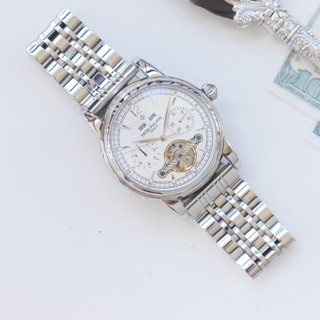 PATEK PHILIPPE Silver White Dial Bracelet Watch — hero