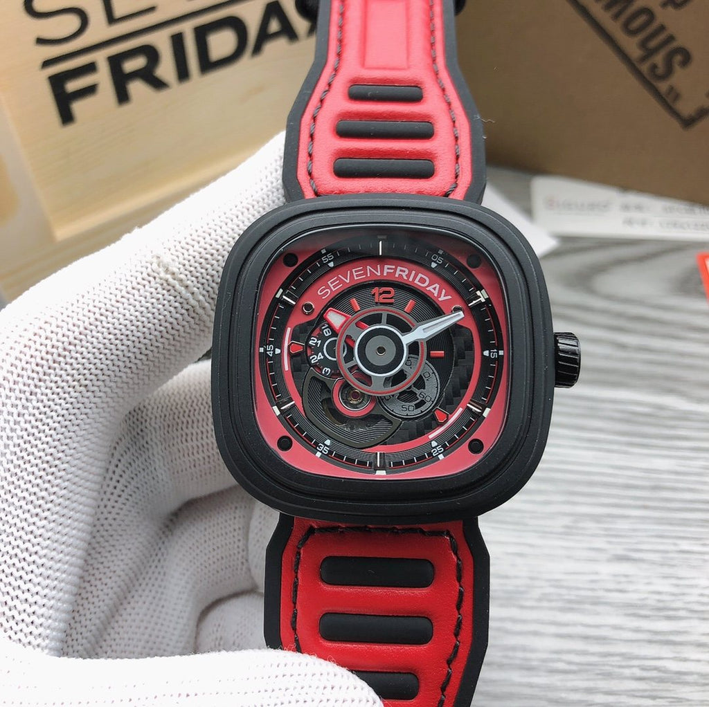 SEVENFRIDAY Red Strap Watch — front