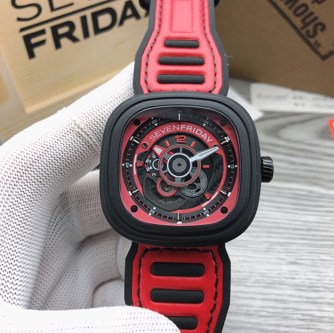 SEVENFRIDAY Red Strap Watch — front