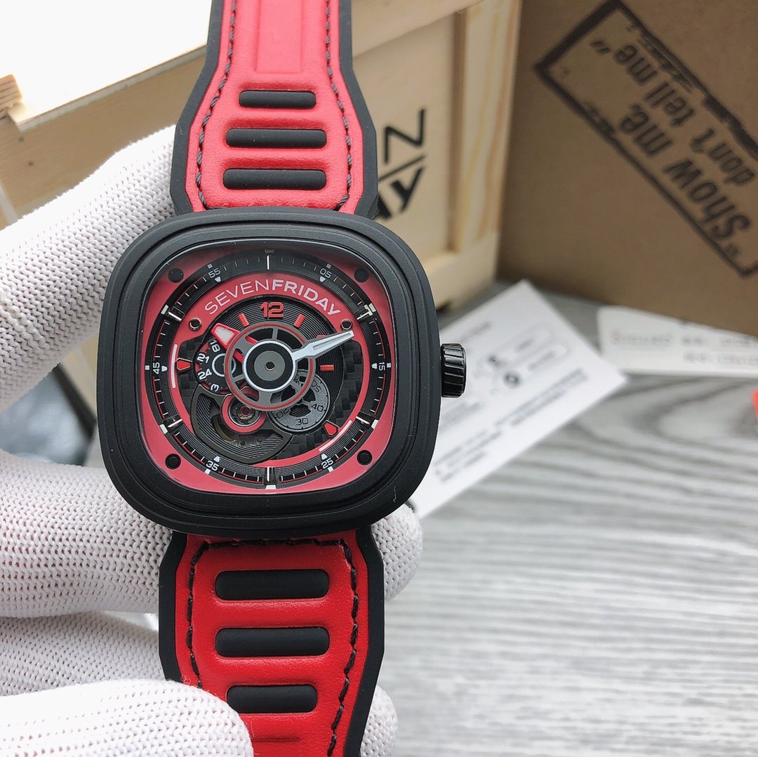SEVENFRIDAY Red Strap Watch — front
