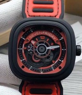 SEVENFRIDAY Red Strap Watch — front