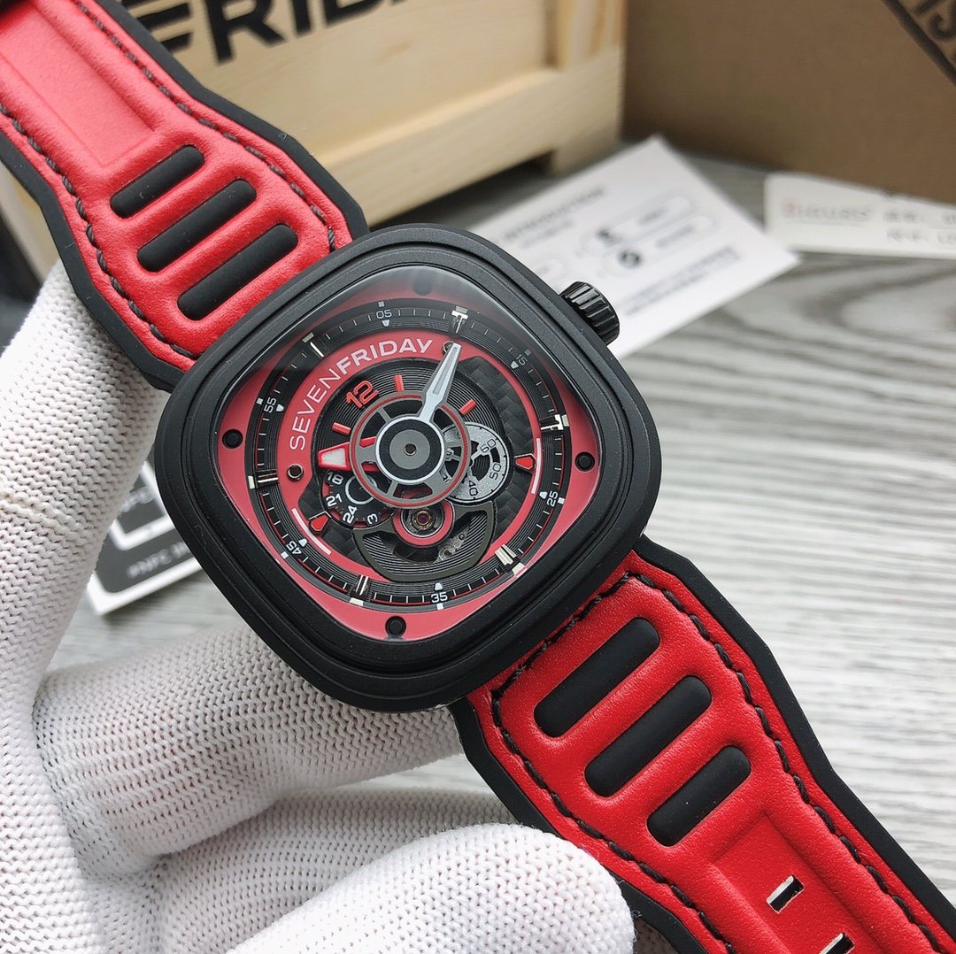 SEVENFRIDAY Red Dial Strap Watch — hero