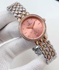 OMEGA Rose Gold Silver Pink Dial Bracelet Watch — hero