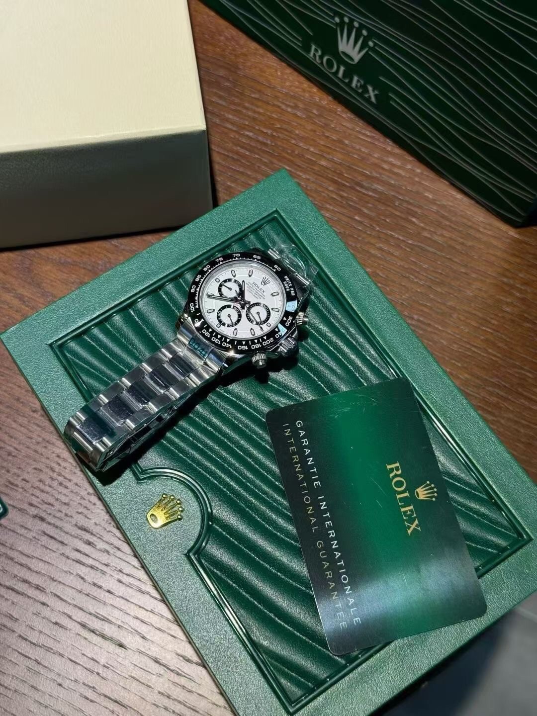 ROLEX Black Silver White Dial Bracelet Watch — hero