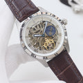 PATEK PHILIPPE Silver Brown Strap Watch — hero