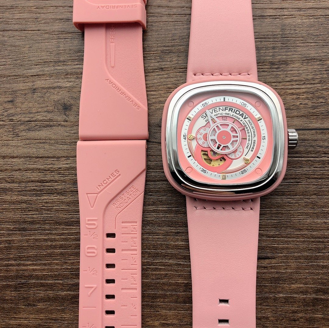 SEVENFRIDAY Pink Strap Watch — front