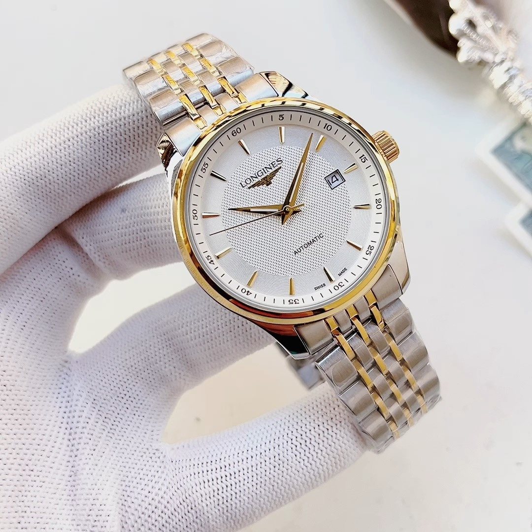LONGINES Silver Gold White Dial Bracelet Watch — hero