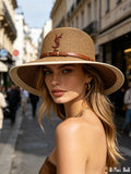 SAINT LAURENT Raffia Wide Brim Sun Hat