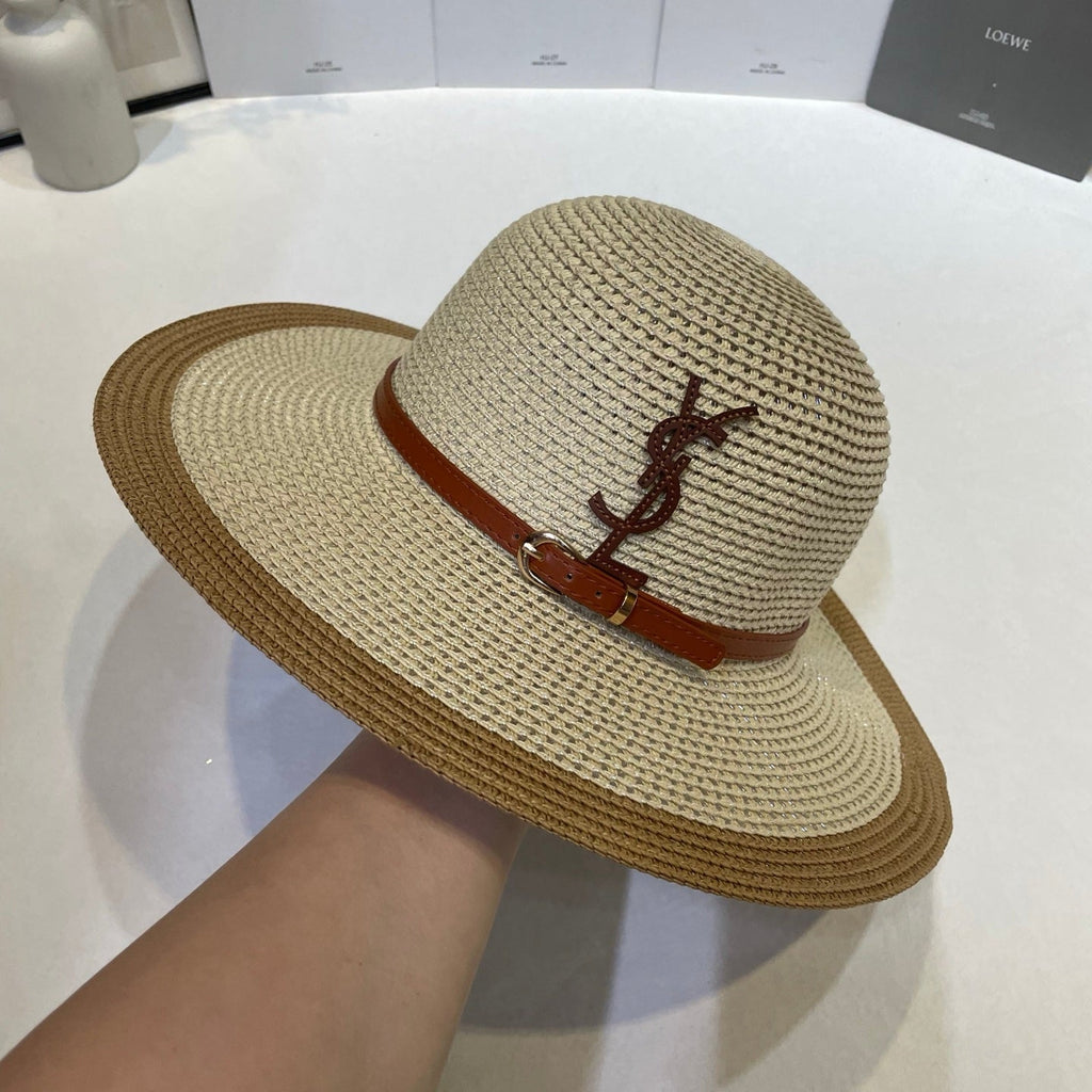 SAINT LAURENT Raffia Wide Brim Sun Hat