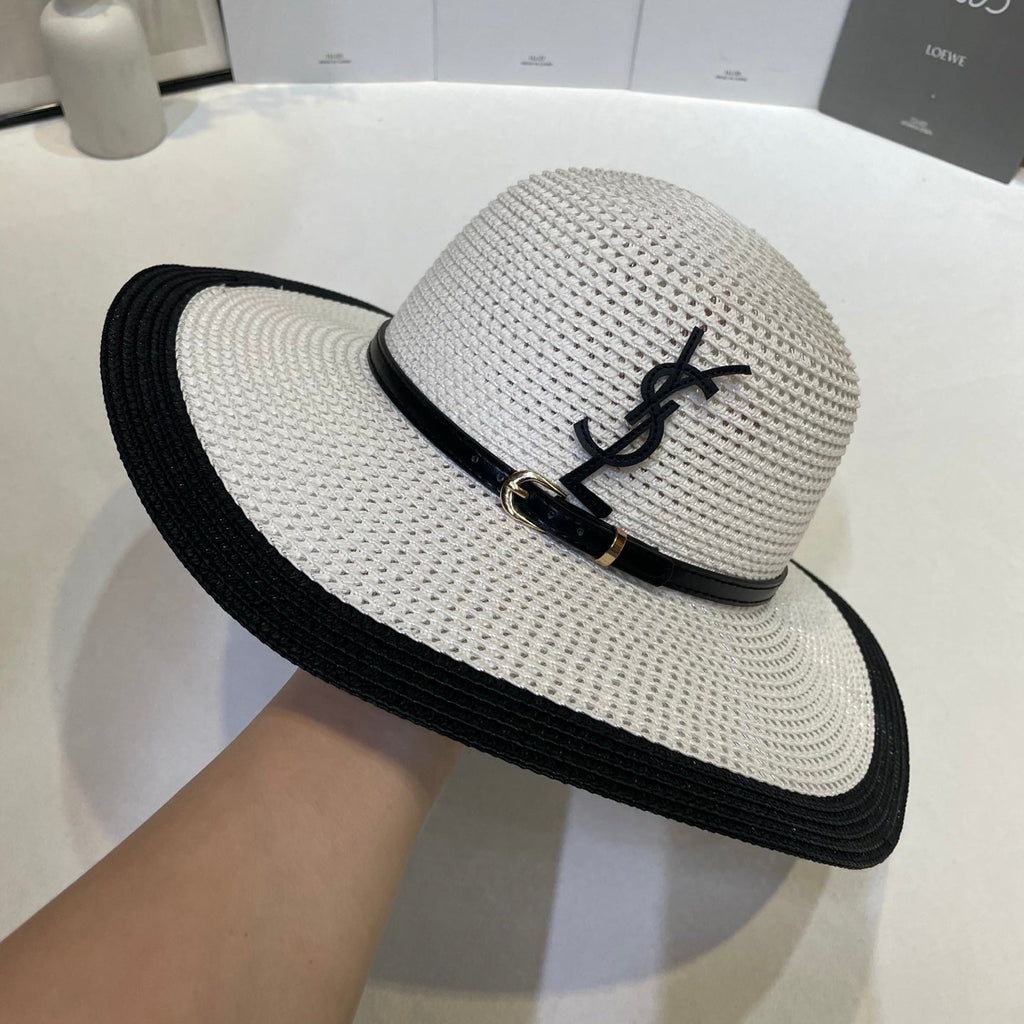 SAINT LAURENT Raffia Wide Brim Sun Hat