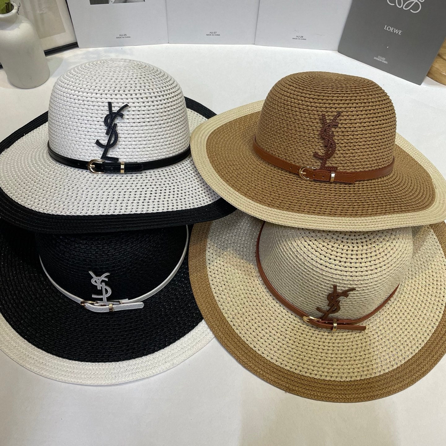 SAINT LAURENT Raffia Wide Brim Sun Hat