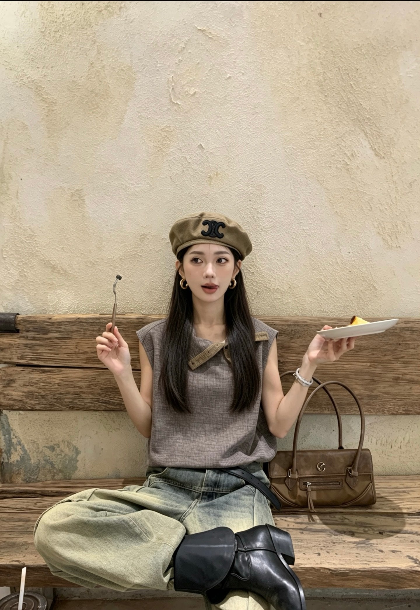 CELINE Triomphe Corduroy Beret