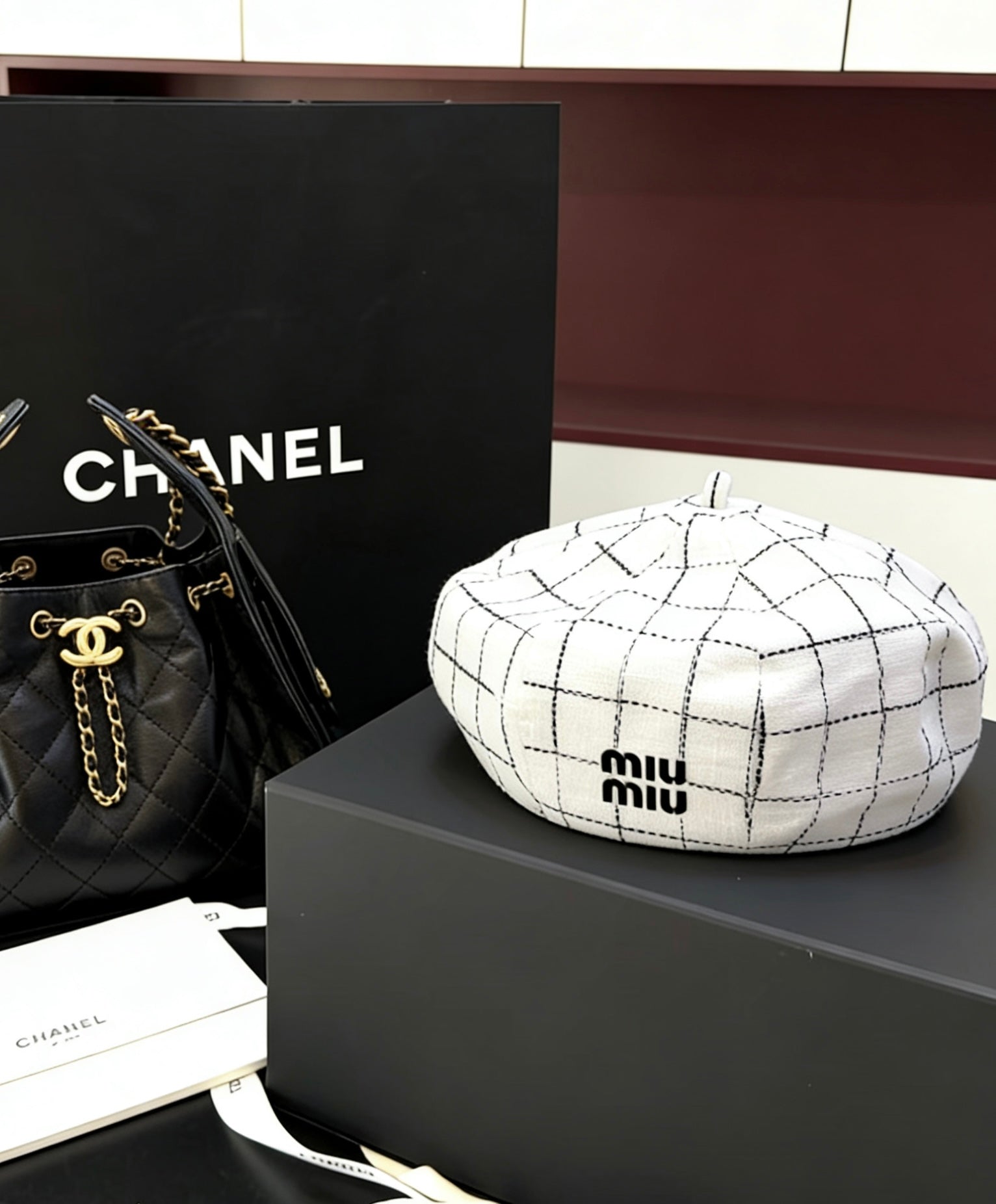 MIU MIU Check Beret