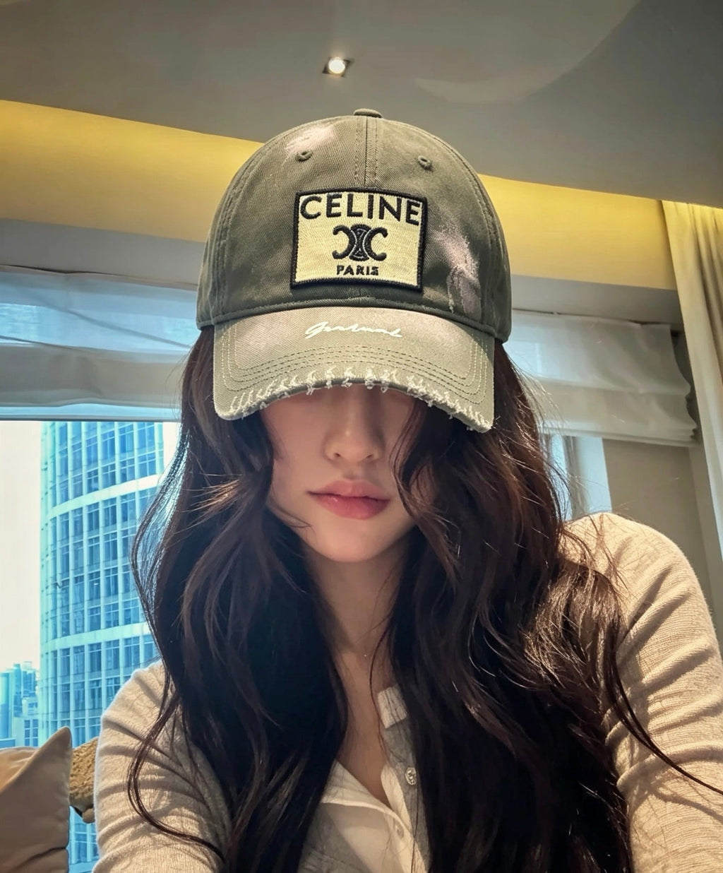CELINE Triomphe Vintage Patch Baseball Cap