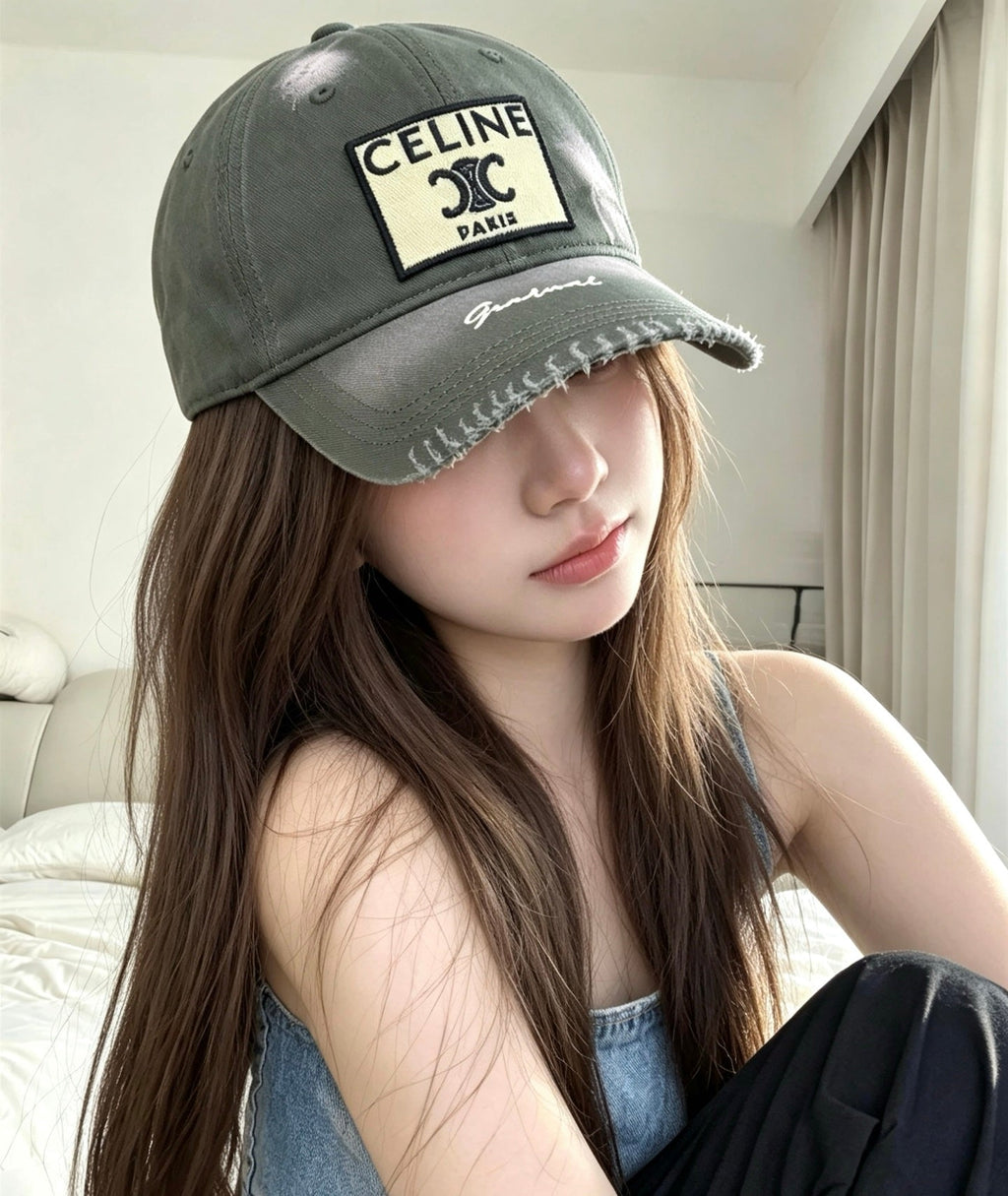 CELINE Triomphe Vintage Patch Baseball Cap