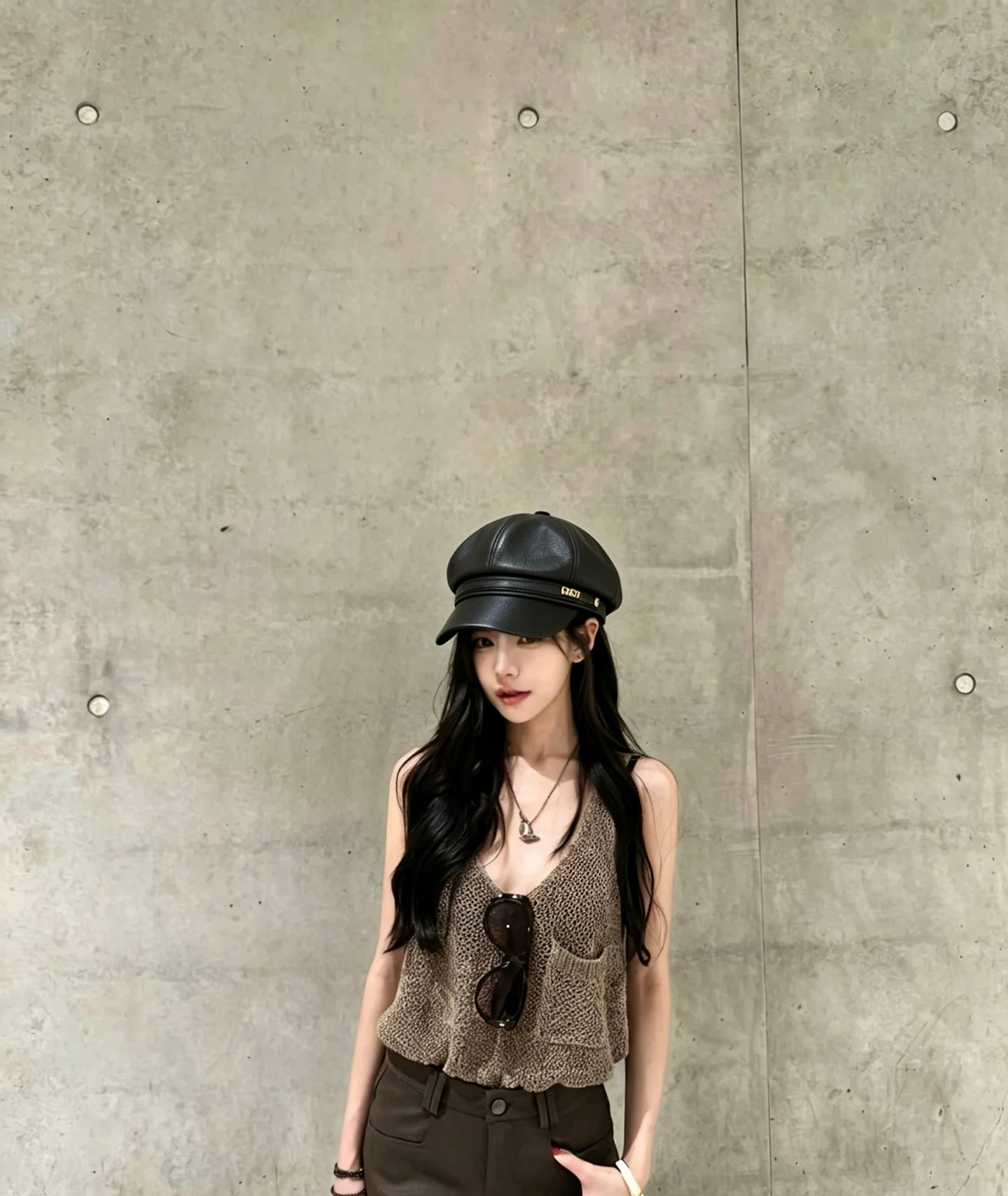 DIOR Leather Newsboy Cap